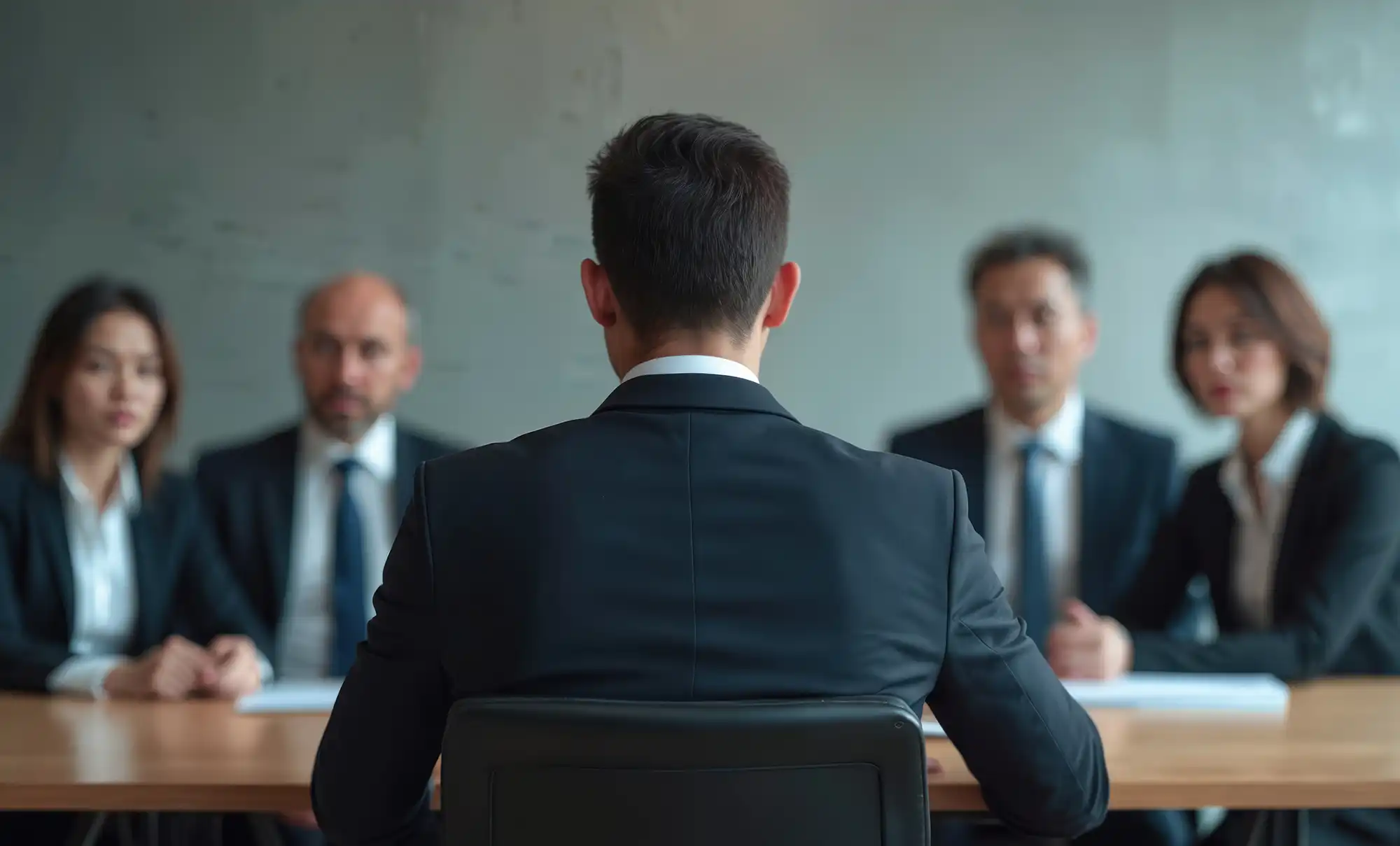 interview panel of three people in office