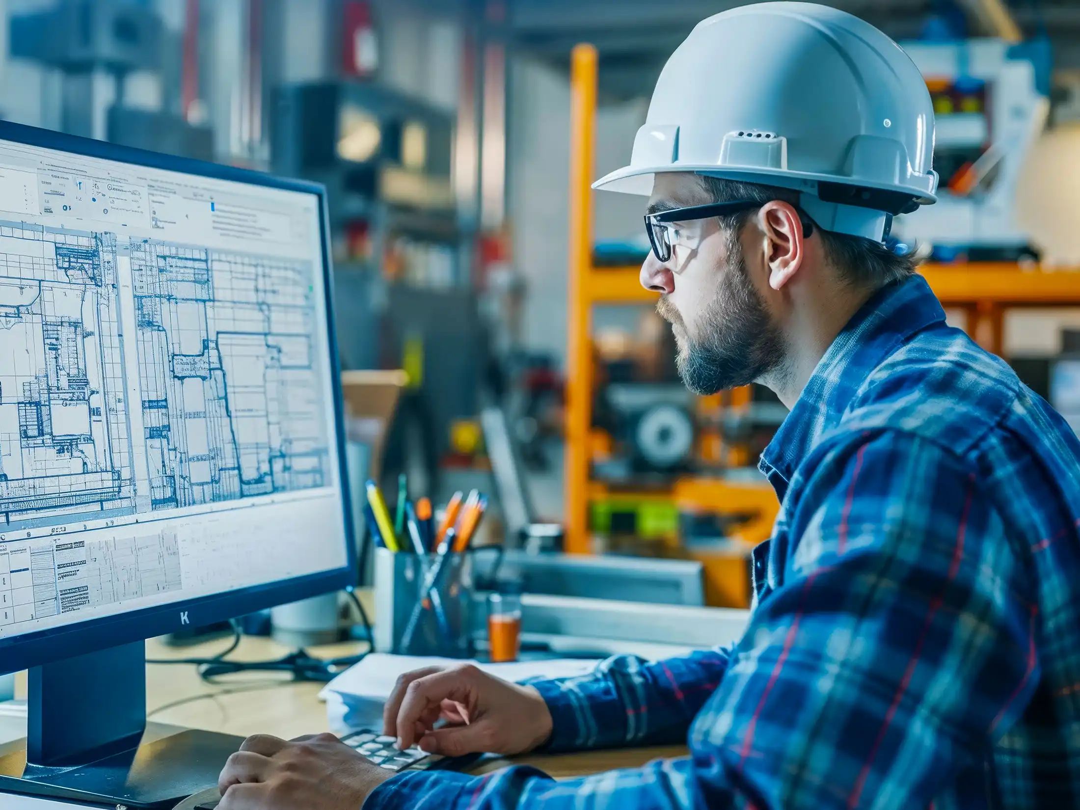 designing at a computer desk