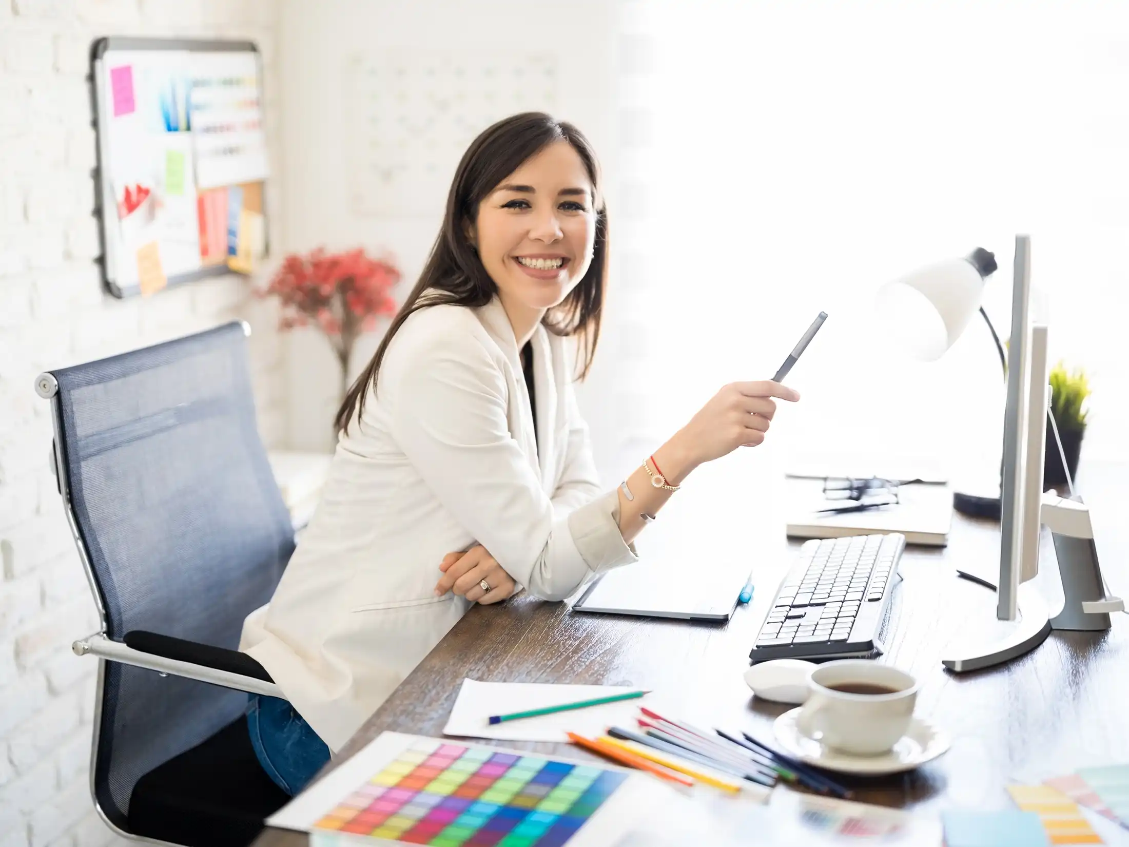 Woman designer working in her office